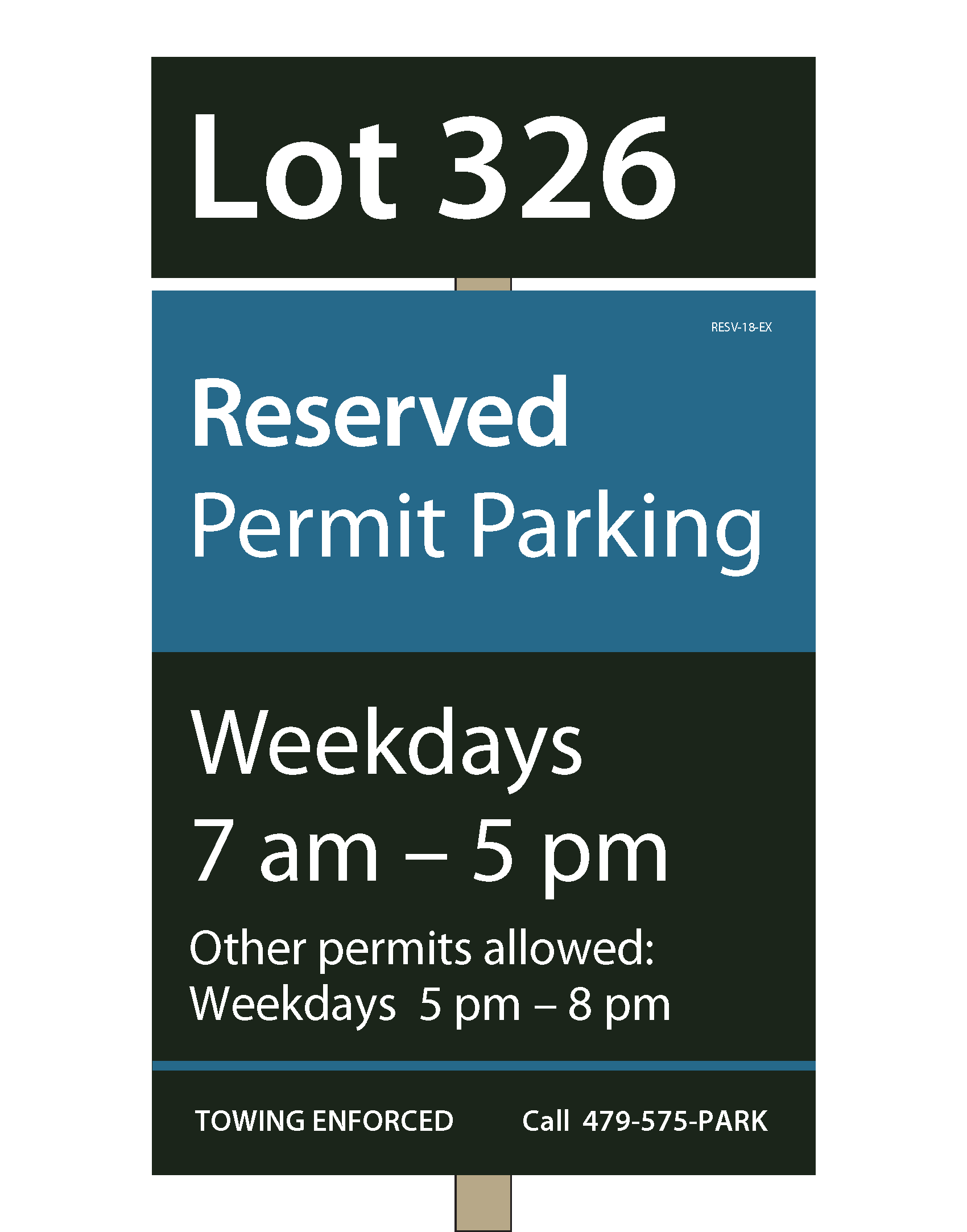 Example of a Reserved Faculty/Staff Parking Lot Sign