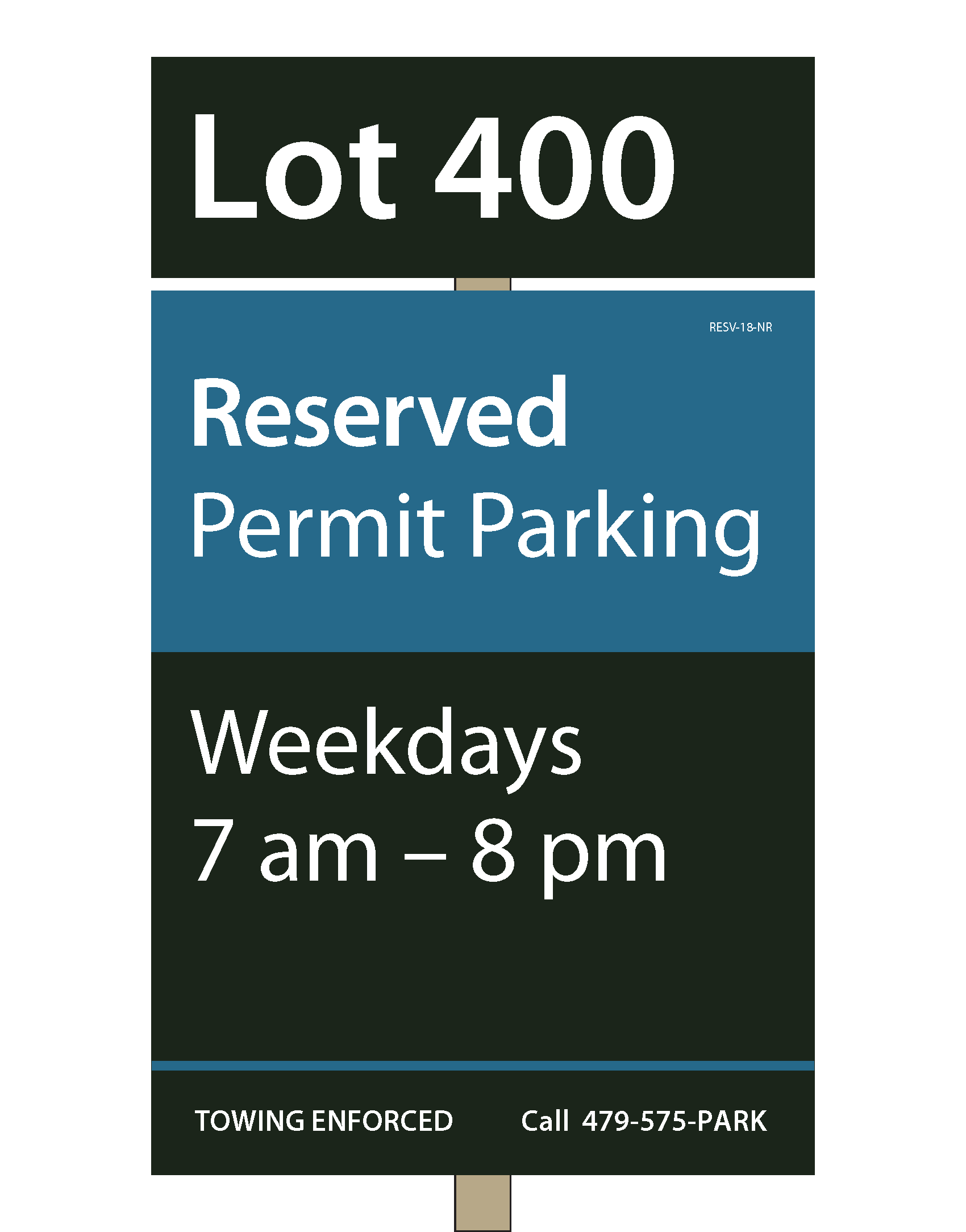 Example of a Night Reserved Faculty/Staff Lot Sign