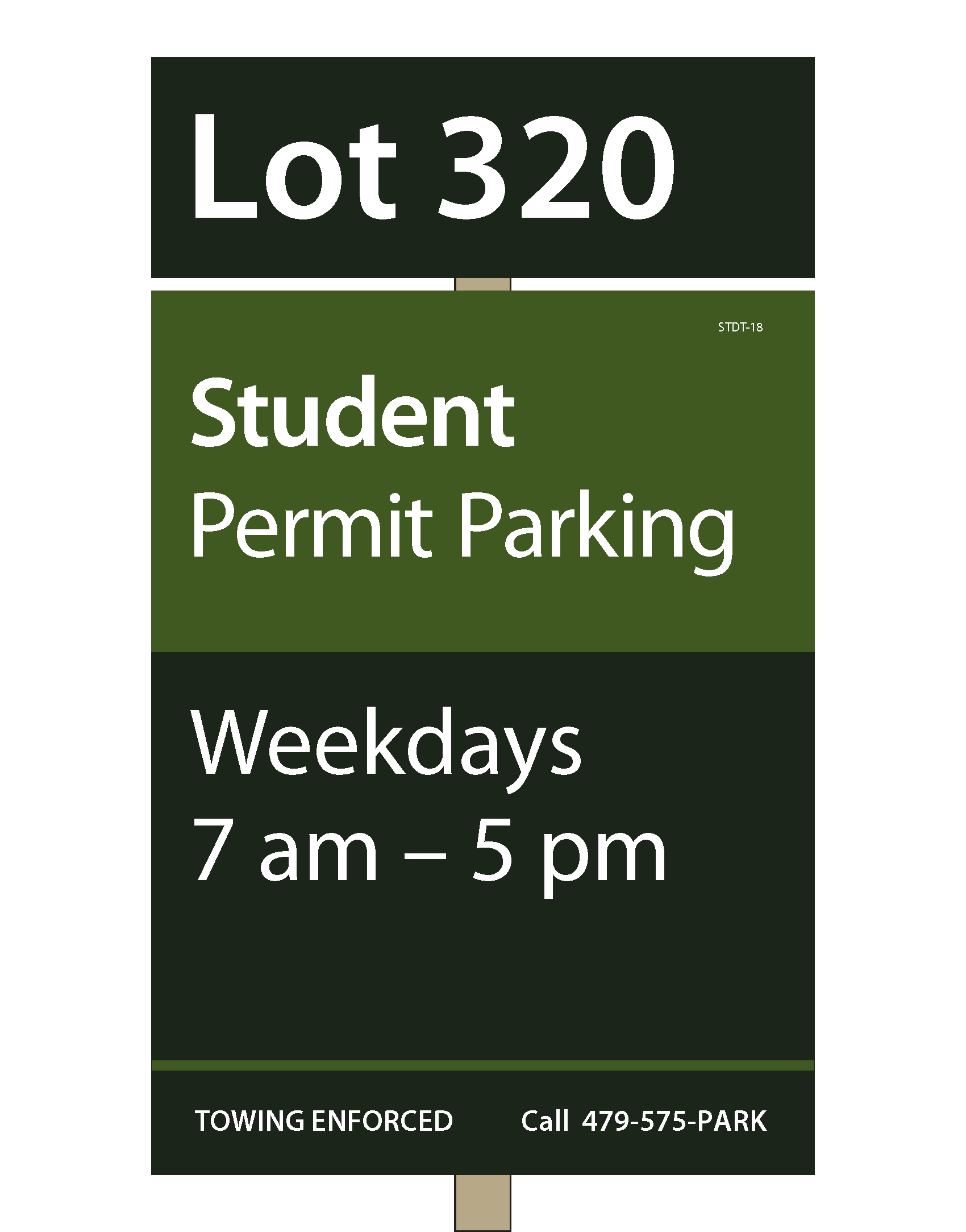 Example of a Student Parking Lot Sign