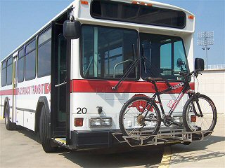 Bus with a bike on the bike rack